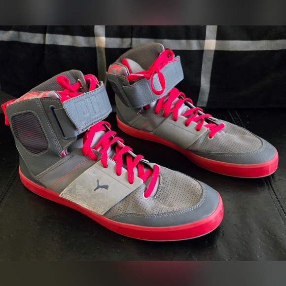 Puma El High Solo High Fashion Hightops Mens Size 12 Red Gray - Picture 3 of 7